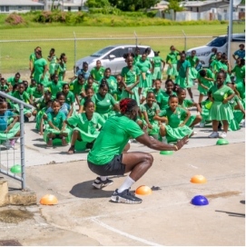 Childing outdoors excercising